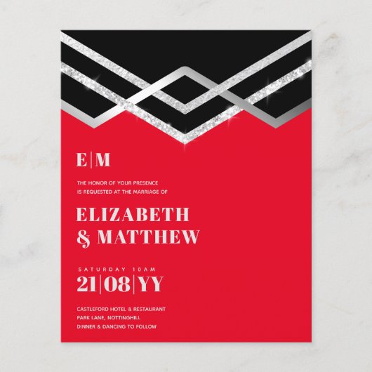 Trouwuitnodiging Flyer Laagste Budget Bruiloft Gla (Voorkant)