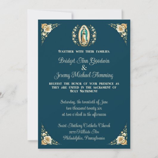 Trouwuitnodiging geïnspireerd op Onze Lieve Vrouw Kaart (Voorkant)