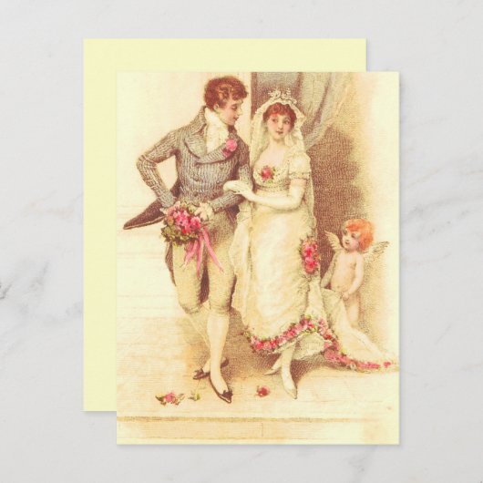 Trouwuitnodiging goedkoop uitnodiging briefkaart (Voorkant / Achterkant)