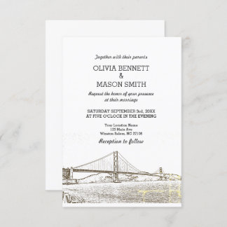 Trouwuitnodiging Golden Gate San Francisco Kaart