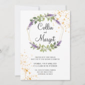 Trouwuitnodiging Goud en Lavendel Aankondiging (Voorkant)