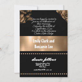 Trouwuitnodiging Gouden kleur Bloemen Kaart