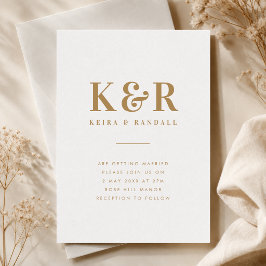 Trouwuitnodiging | Gouden Monogram Uitnodigingsset Kaart