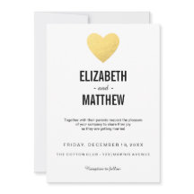Trouwuitnodiging | goudhart | uitnodigingskaart