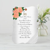 Trouwuitnodiging hibiscus en vlinders kaart (Staand voorkant)