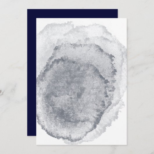 Trouwuitnodiging in effen middernachtblauw kaart (Voorkant / Achterkant)