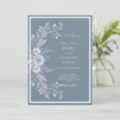 Trouwuitnodiging in Franse elegante stijl in wit Kaart (Staand voorkant)