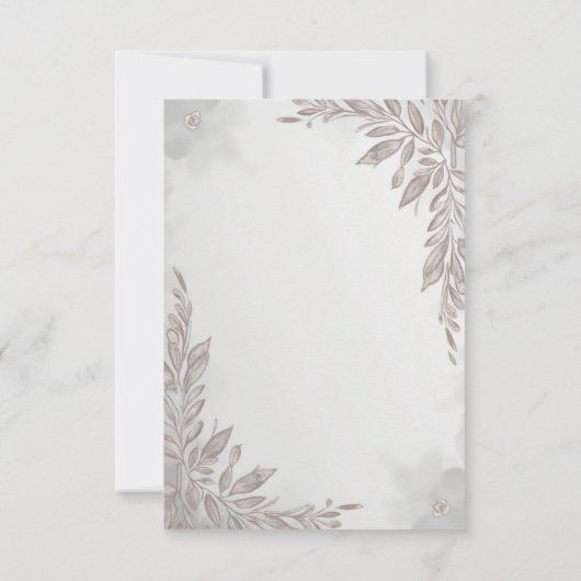 Trouwuitnodiging in grijs met bloemmotieven kaart (Achterkant)