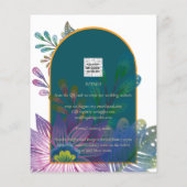 Trouwuitnodiging in juweeltinten turkoois wijnrood flyer (Achterkant)