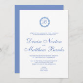 Trouwuitnodiging in korenbloemblauw kaart (Voorkant / Achterkant)