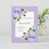trouwuitnodiging in lavander-kleur kaart (Staand voorkant)