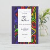 Trouwuitnodiging in Navy-Blauw Ankara Kaart (Staand voorkant)