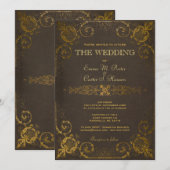 Trouwuitnodiging in vintage leren boek kaart (Voorkant / Achterkant)