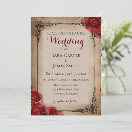 trouwuitnodiging kaart (Staand voorkant)