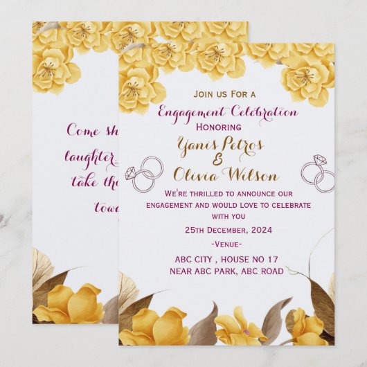 Trouwuitnodiging Kaart (Voorkant / Achterkant)