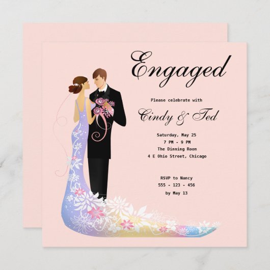 Trouwuitnodiging Kaart (Voorkant / Achterkant)