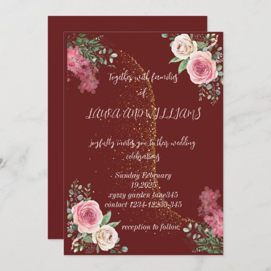 trouwuitnodiging kaart (Voorkant / Achterkant)