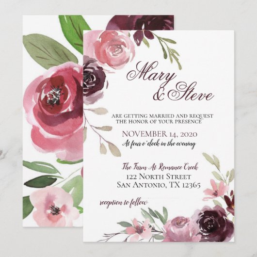 trouwuitnodiging kaart (Voorkant / Achterkant)