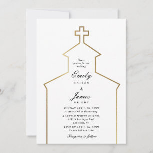 Trouwuitnodiging Kerk Gouden Kruis Kaart