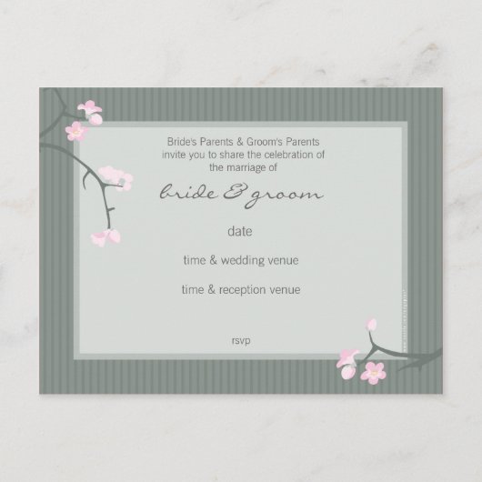 TROUWUITNODIGING:: kersenbloesem Uitnodiging Briefkaart (Achterkant)