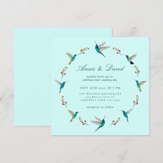Trouwuitnodiging Kolibrie Aankondiging (Voorkant / Achterkant)