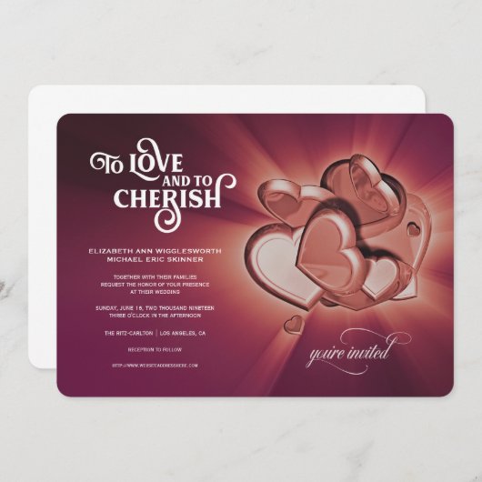 Trouwuitnodiging Love and Cherish Aankondiging (Voorkant / Achterkant)