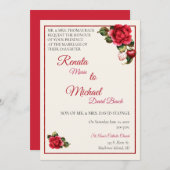 Trouwuitnodiging met Aardbeien en Rode Rozen Kaart (Voorkant / Achterkant)