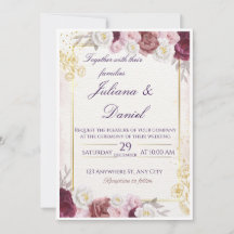 Trouwuitnodiging met bloemen – Elegant & Aanpasbaa