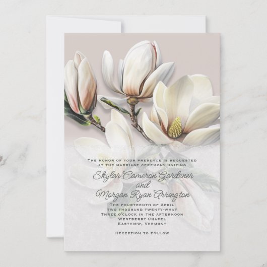 Trouwuitnodiging met bloemen van de Zuidelijke Mag Kaart (Voorkant)