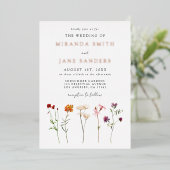 Trouwuitnodiging met bloemen voor lesbische vrouwe folie uitnodiging (Staand Voorkant)