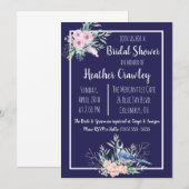 Trouwuitnodiging met bloemendesign en Blauwe Gaai Kaart (Voorkant / Achterkant)