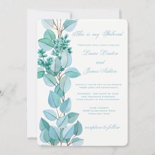 Trouwuitnodiging met bloesem kaart (Voorkant)