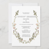 Trouwuitnodiging met bosbloemenboeket  kaart (Voorkant)