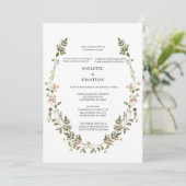 Trouwuitnodiging met bosbloemenboeket  kaart (Staand voorkant)