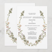 Trouwuitnodiging met bosbloemenboeket  kaart (Voorkant / Achterkant)