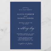 Trouwuitnodiging met budget navy en witte foto (Voorkant)