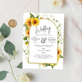 Trouwuitnodiging met budget zonnebloemen boho stij flyer