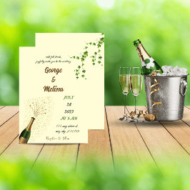 Trouwuitnodiging met champagnethema kaart