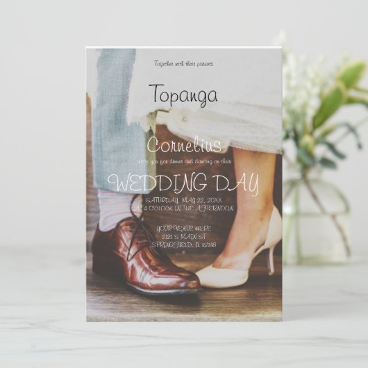 Trouwuitnodiging met dansen (Staand voorkant)