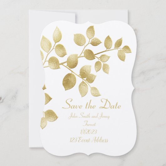 Trouwuitnodiging met datum 'Save the Date' en blad Save The Date (Voorkant)