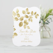 Trouwuitnodiging met datum 'Save the Date' en blad Save The Date (Staand voorkant)