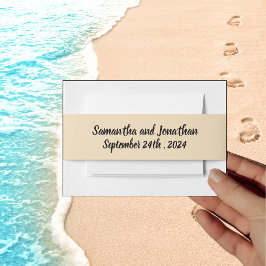 Trouwuitnodiging met dromerig strandthema en taill uitnodigingen wikkel