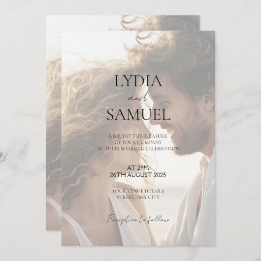 Trouwuitnodiging met eigen foto uploaden kaart (Voorkant / Achterkant)