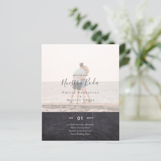 Trouwuitnodiging met Foto-overlay (Staand voorkant)