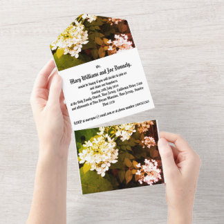 Trouwuitnodiging met foto van bloemen all in one uitnodiging