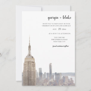 Trouwuitnodiging met foto van New York City Skylin Kaart