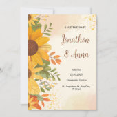 Trouwuitnodiging met frame van gele bloemen kaart (Voorkant)