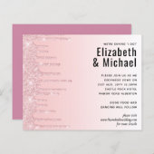 Trouwuitnodiging met glitter roze meisjesachtige b (Voorkant / Achterkant)