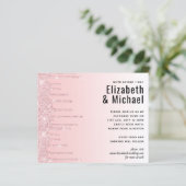 Trouwuitnodiging met glitter roze meisjesachtige b (Staand voorkant)