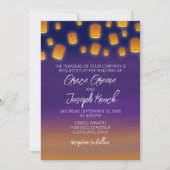 Trouwuitnodiging met gloeiende lantaarns kaart (Voorkant)